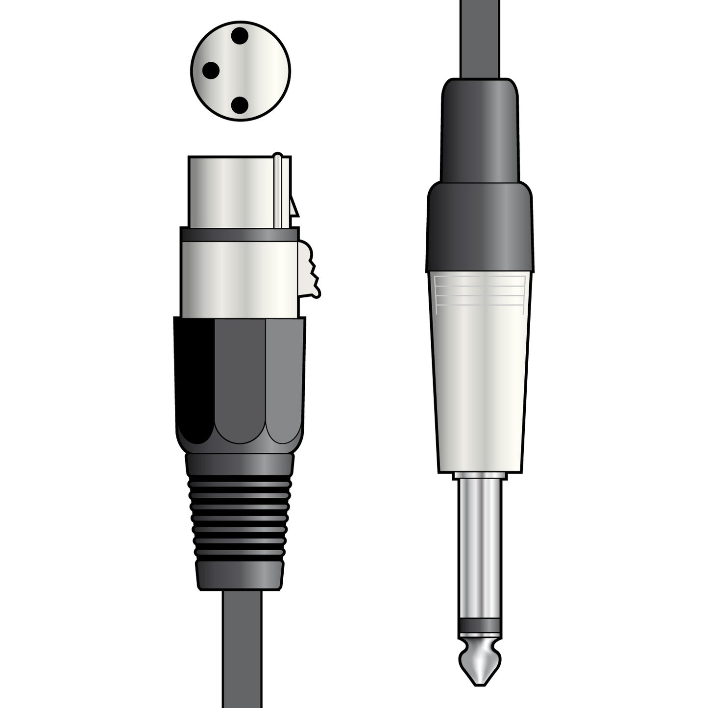 QTX Mic Lead XLRF-6.3 Mono Jack 1.5 Metres - Black - Mic Cables available at Foulds Guitars Derby