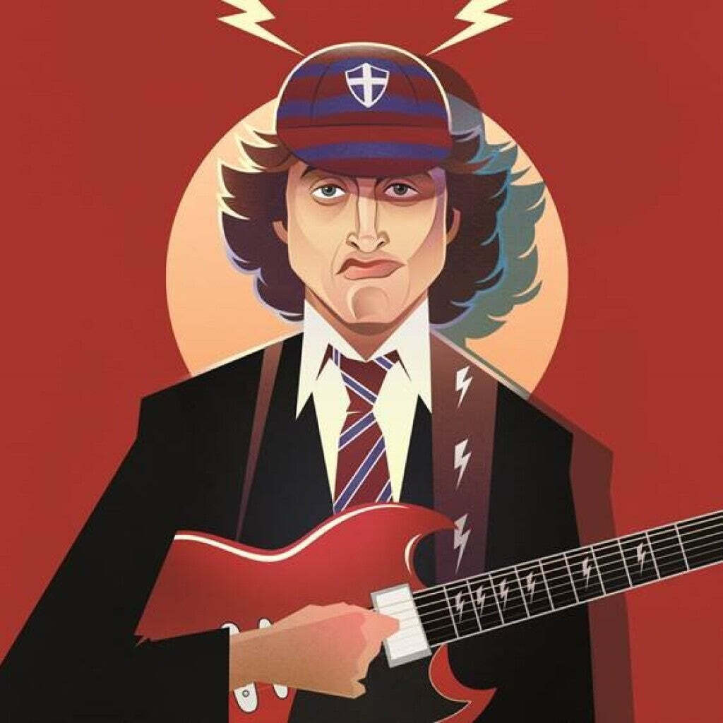 Angus Young Pop Art Icons Card - nan available at Foulds Guitars Derby