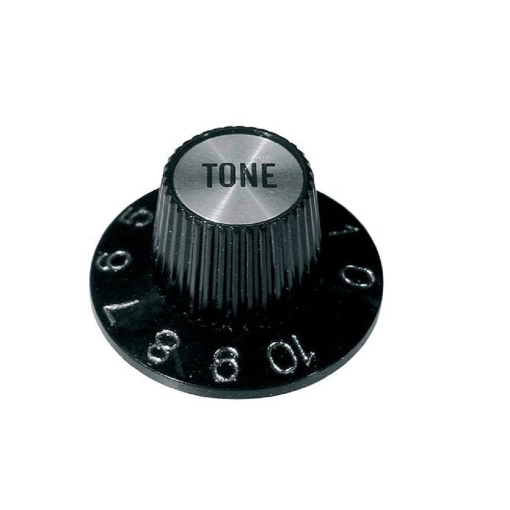 Boston Witch Hat Tone Knob Black with Chrome Cap - Knobs available at Foulds Guitars Derby