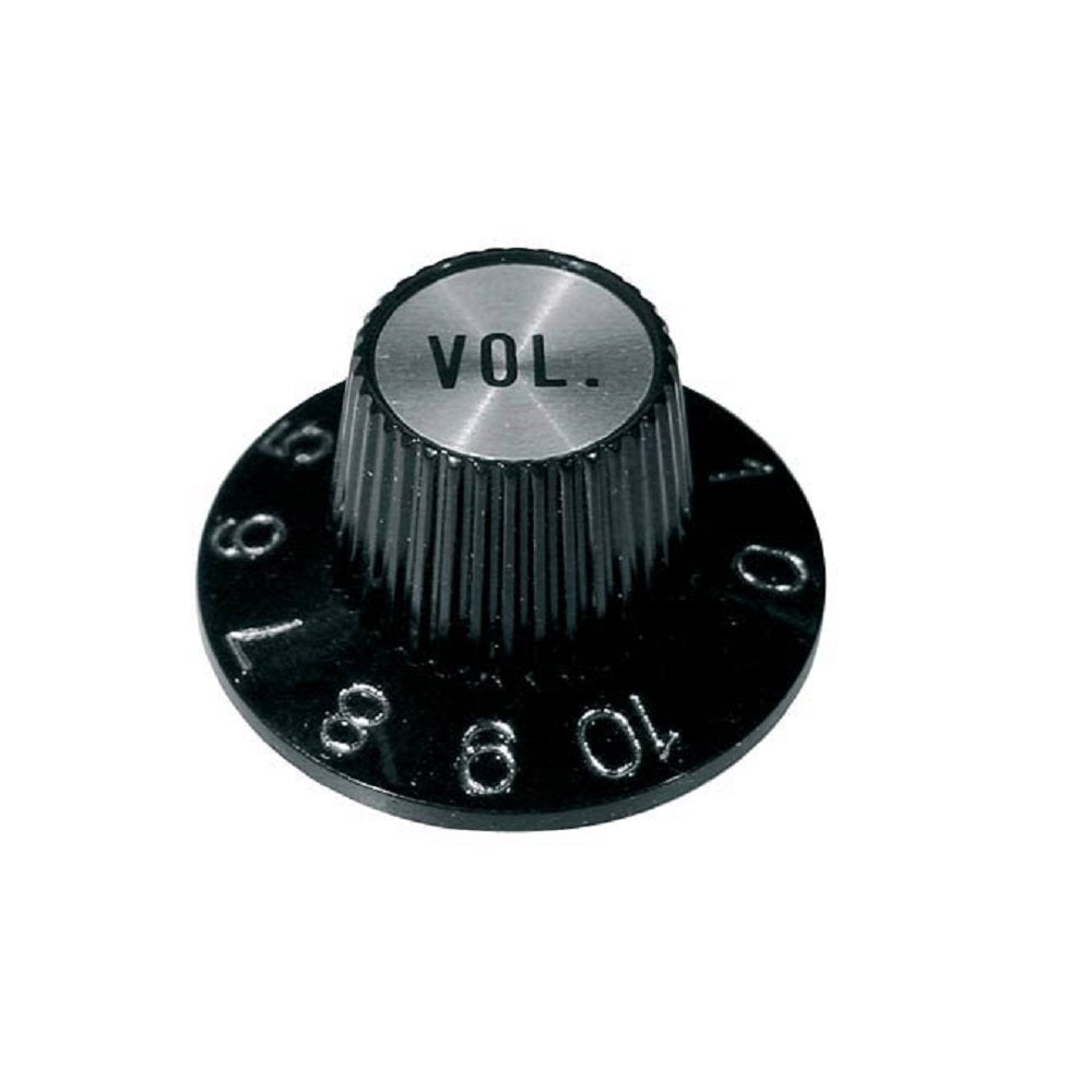 Boston Witch Hat Volume Knob Black with Chrome Cap - Knobs available at Foulds Guitars Derby