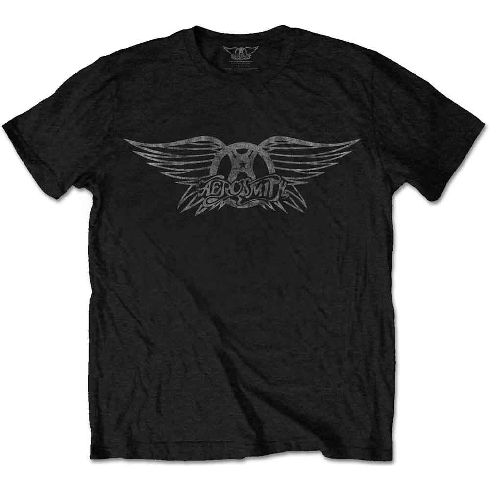 Aerosmith Vintage Logo Black T-Shirt - T Shirts available at Foulds Guitars Derby