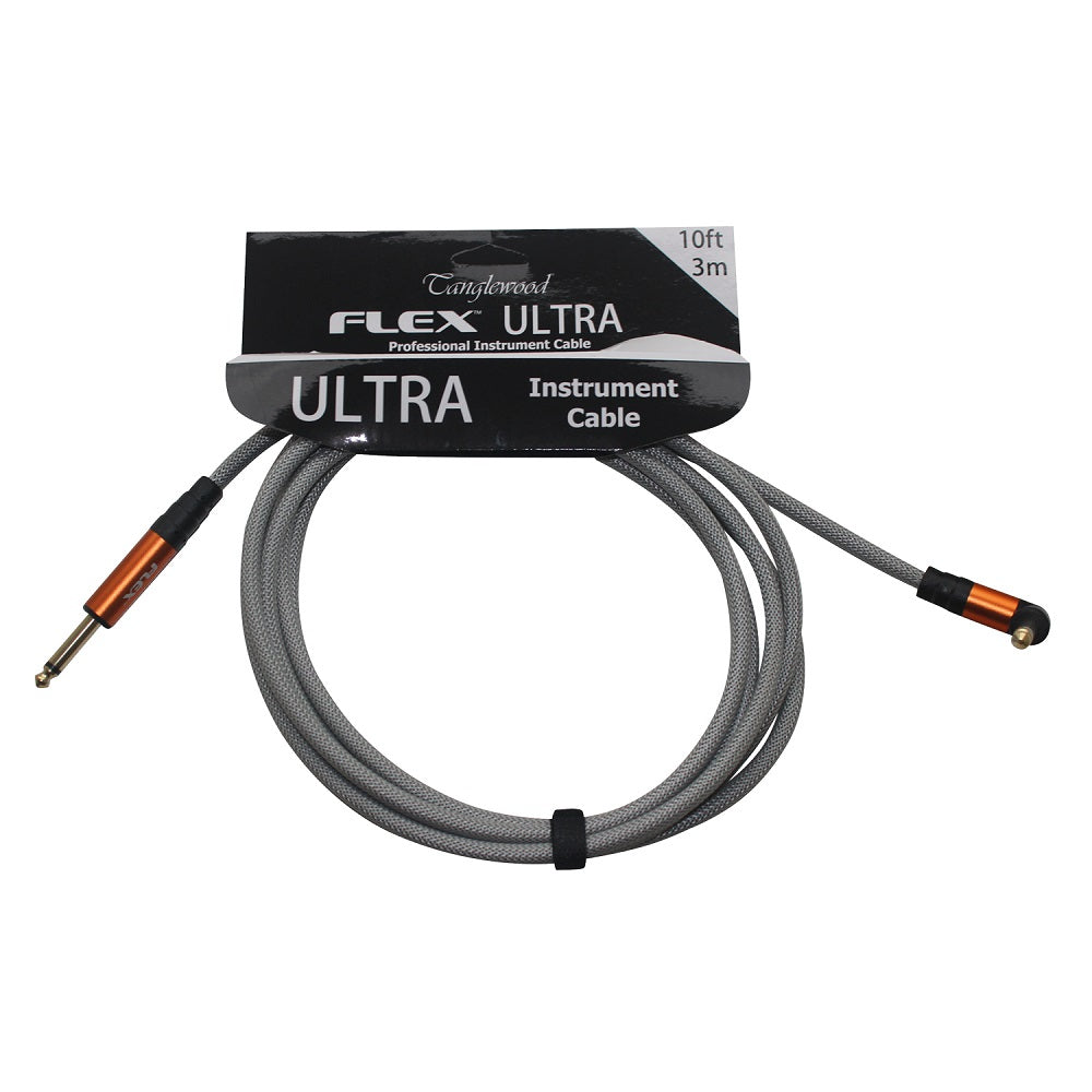 Flex Ultra 3m Cable - Storm Grey Angled - Straight available at Foulds Guitars Derby