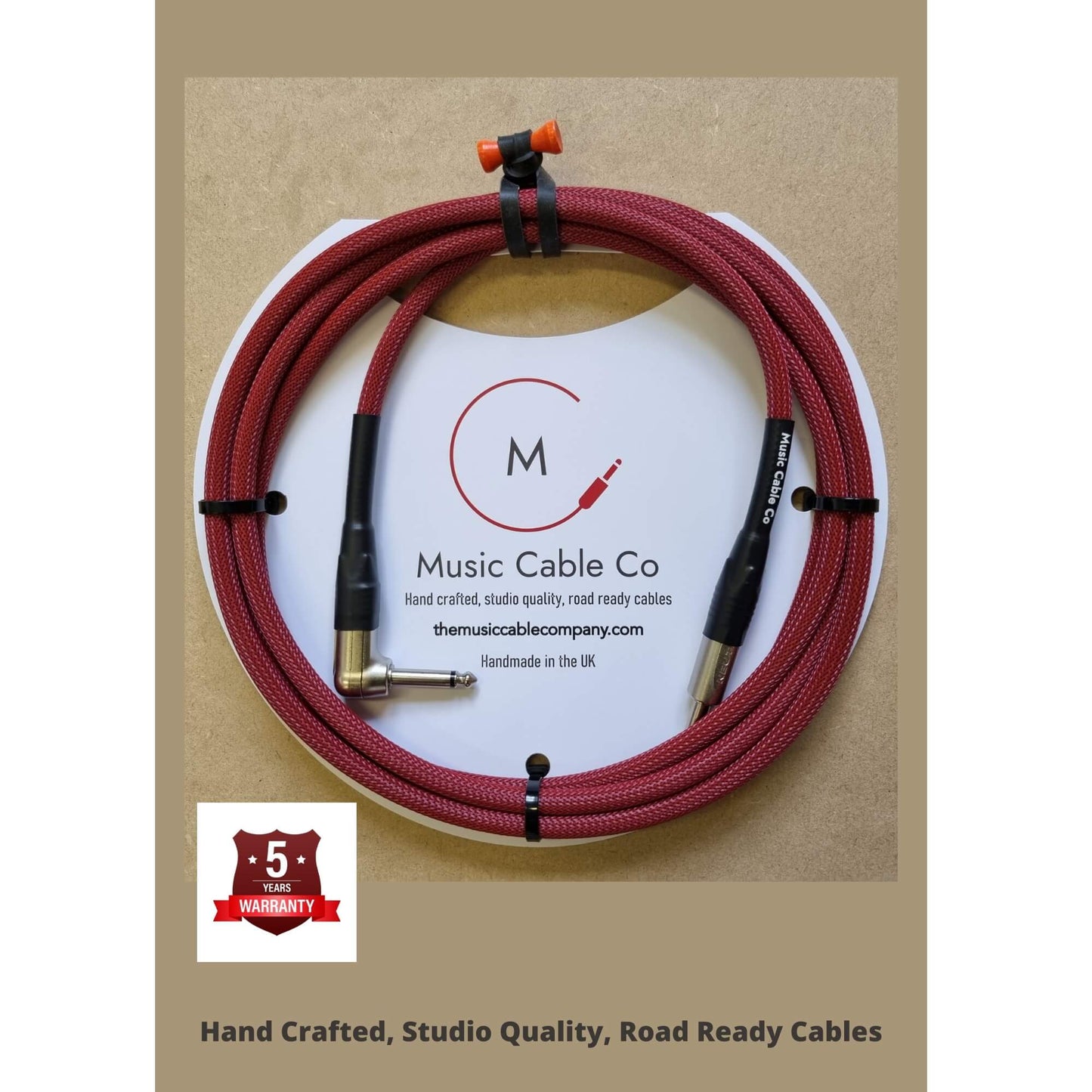 MCC CoreB Cable St-RA 6m Red - Right Angled available at Foulds Guitars Derby