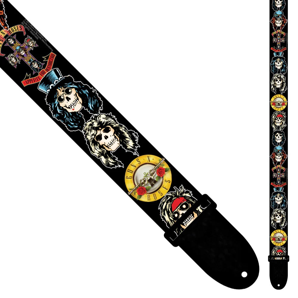 Perris Guns n Roses Skulls Strap - Straps available at Foulds Guitars Derby