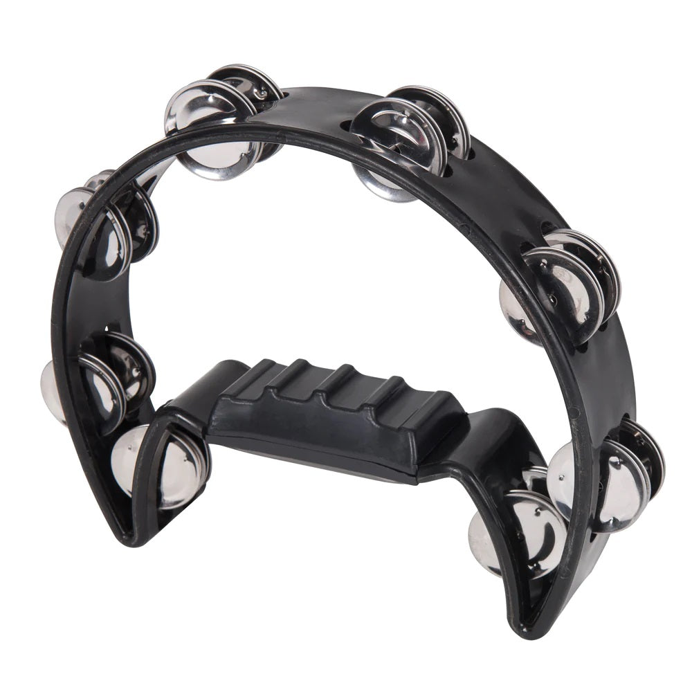 PP 1/2 Moon Tambourine Black - Percussion available at Foulds Guitars Derby
