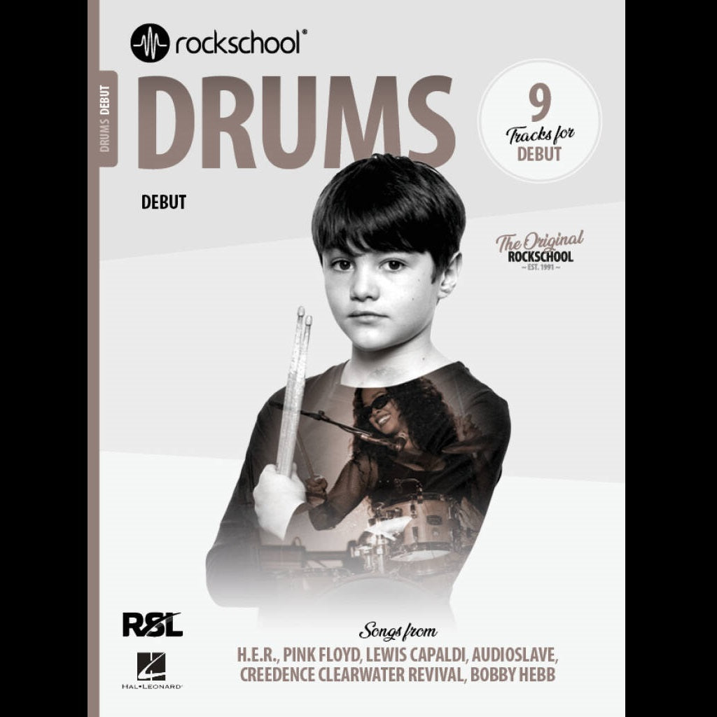 Rockschool Drums Debut (2024) - Drum Exam Music available at Foulds Guitars Derby