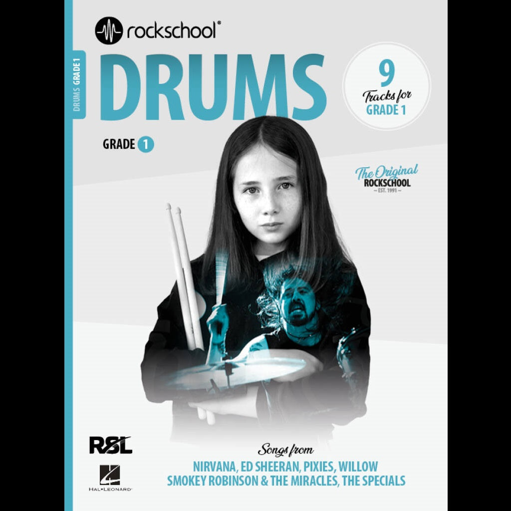 Rockschool Drums Grade 1 (2024) - Drum Exam Music available at Foulds Guitars Derby