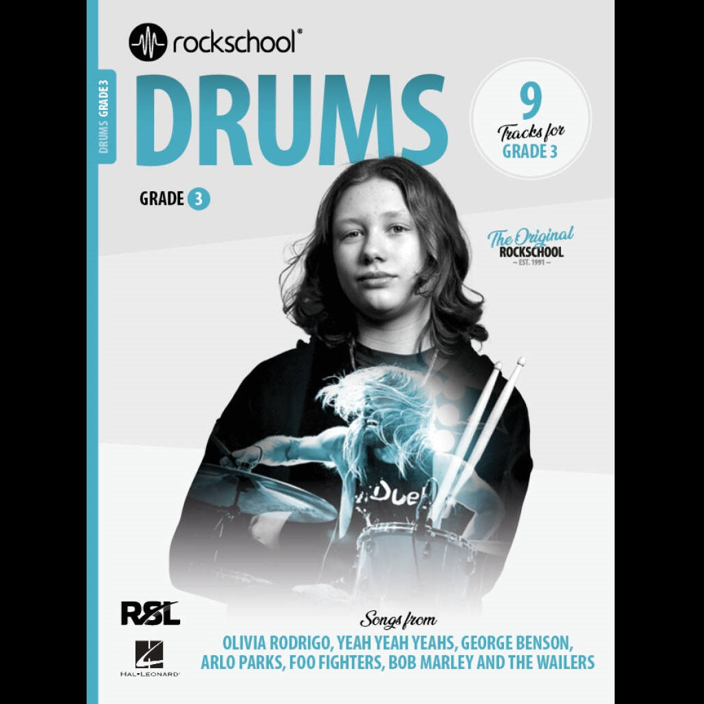 Rockschool Drums Grade 3 (2024) - Drum Exam Music available at Foulds Guitars Derby