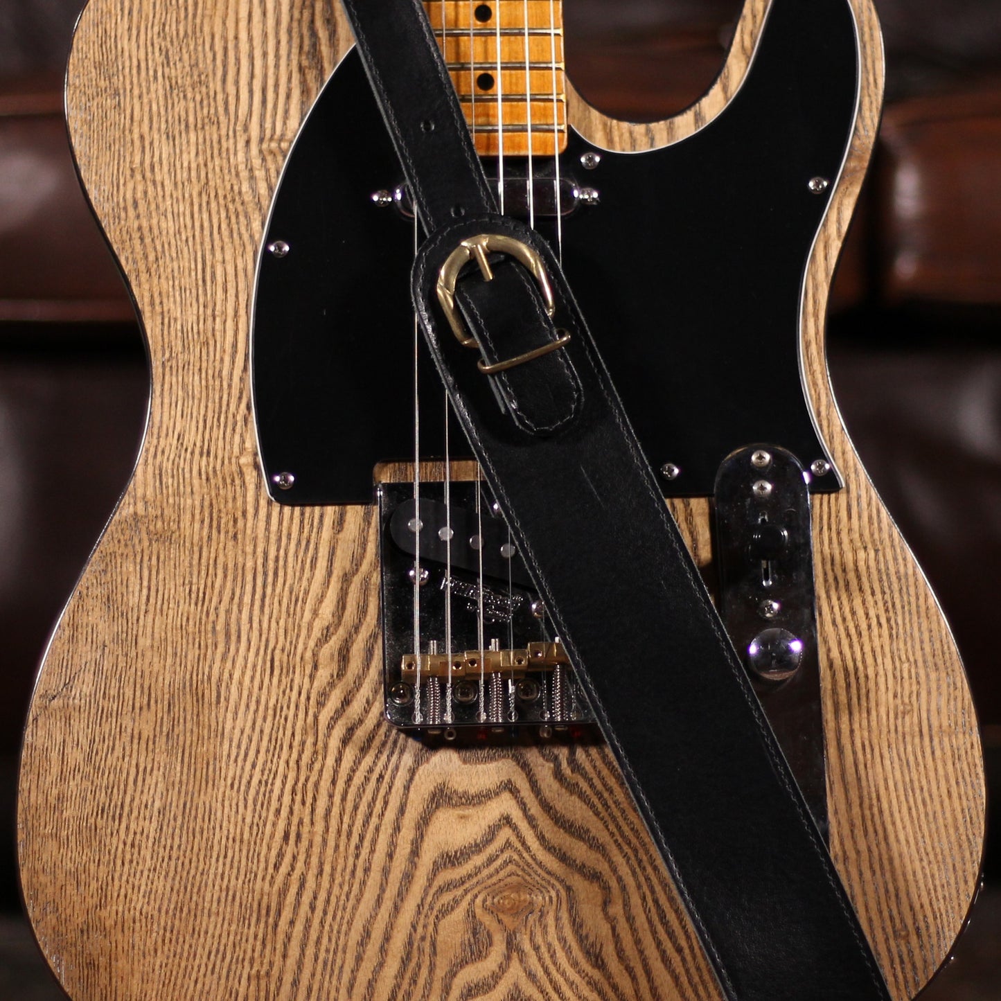 Stones Standard Buckles Leather Strap Bk - Straps available at Foulds Guitars Derby
