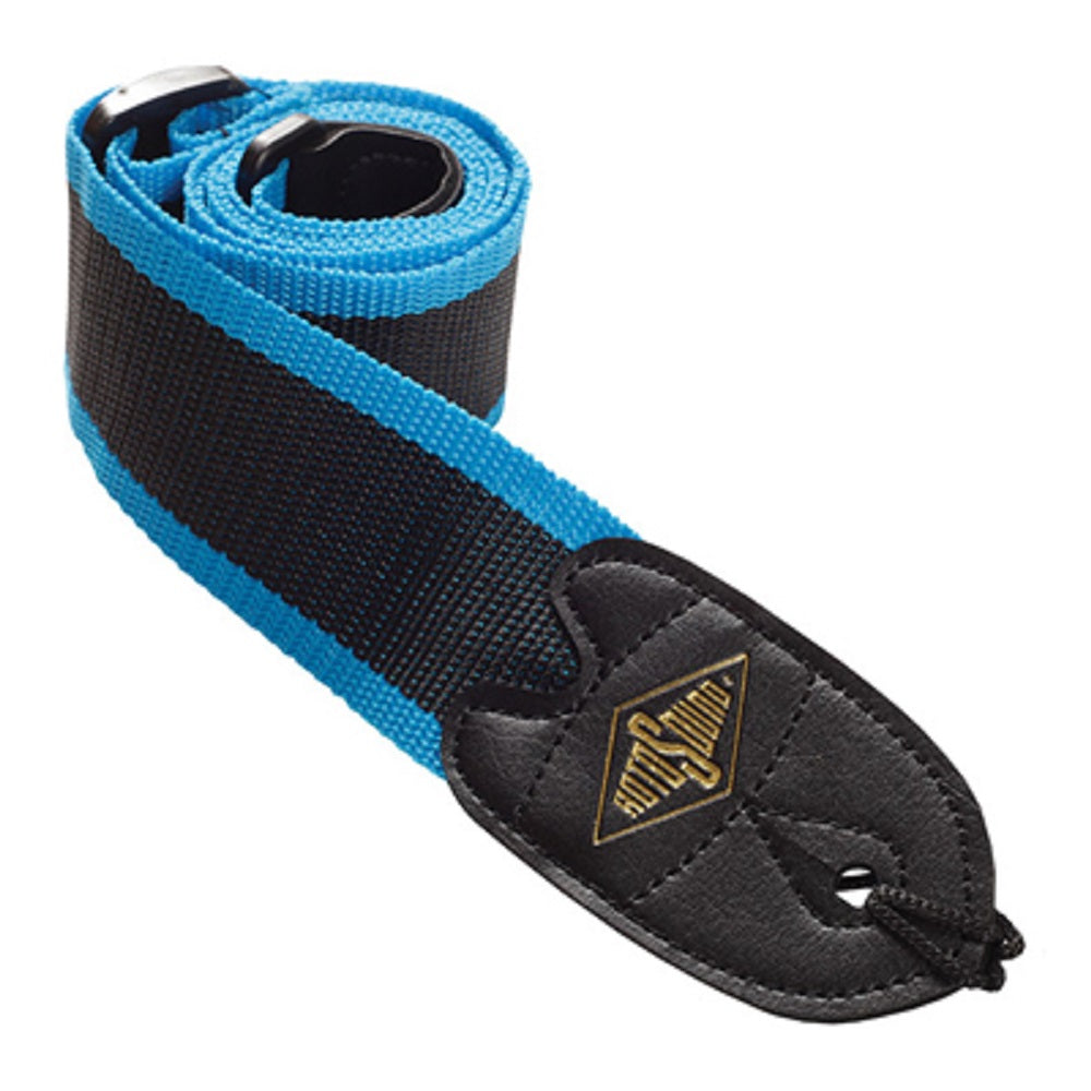 Rotosound Webbing Strap Blue Stripe - Straps available at Foulds Guitars Derby