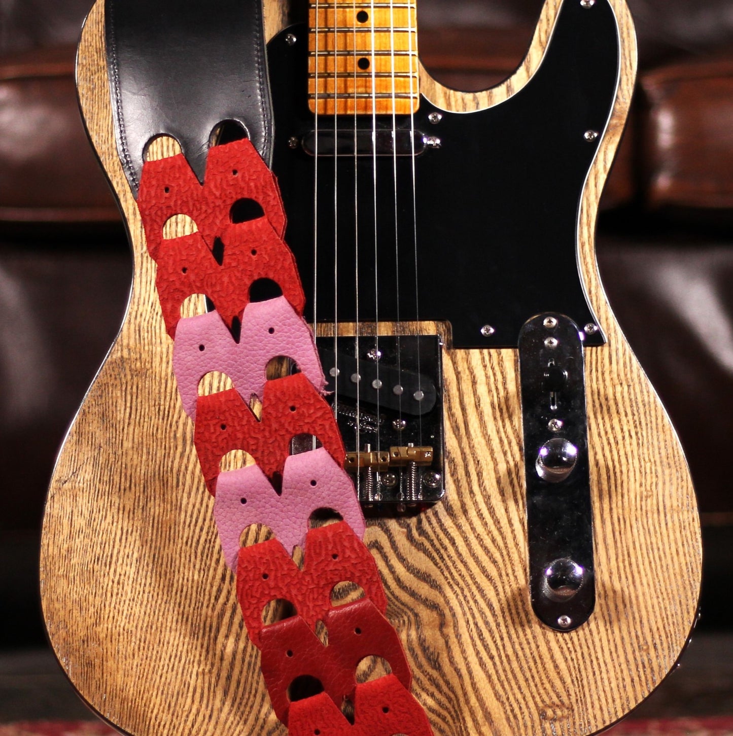Stones Double Links Leather Strap Multi - Straps available at Foulds Guitars Derby