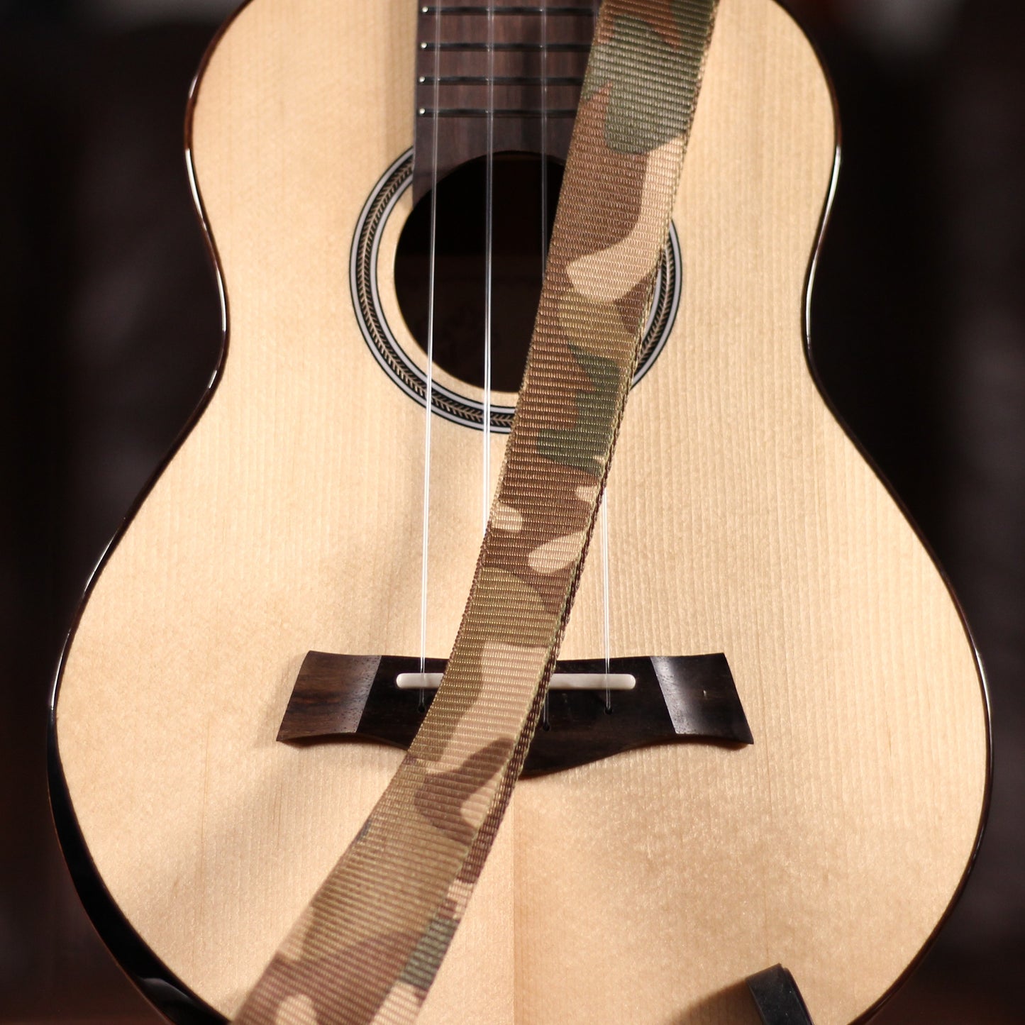 Leathergraft Uke Strap Camo - Straps available at Foulds Guitars Derby