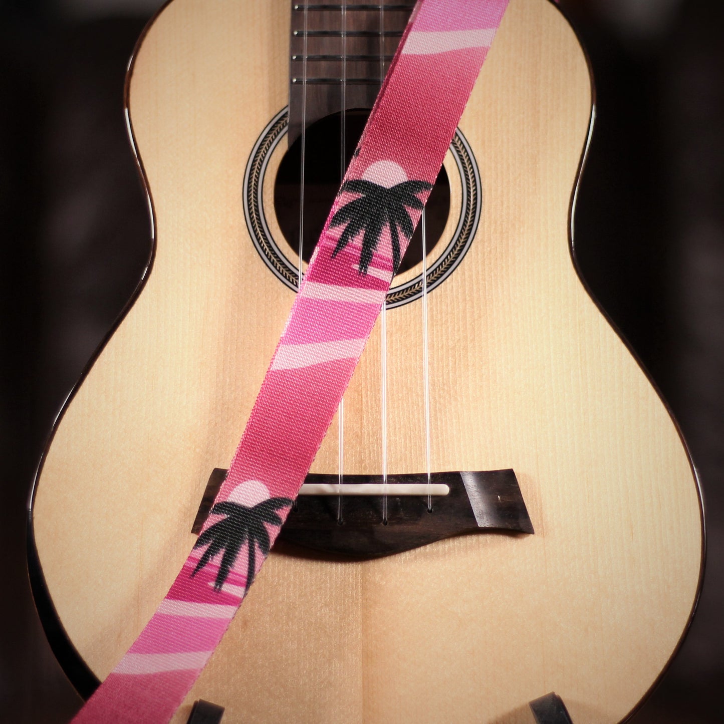 Leathergraft Uke Strap Hawaiian Pink - Straps available at Foulds Guitars Derby