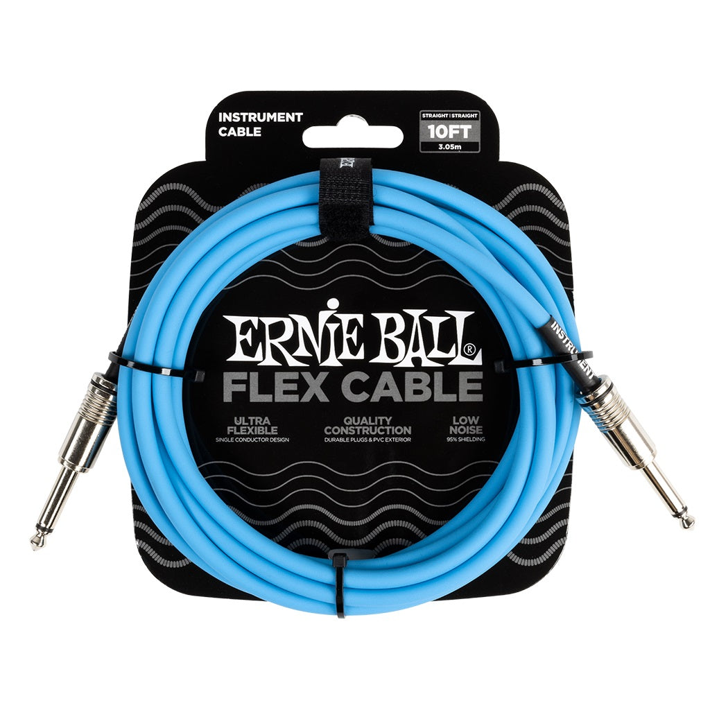 Ernie Ball Flex Blue St 10 Cable - Straight available at Foulds Guitars Derby