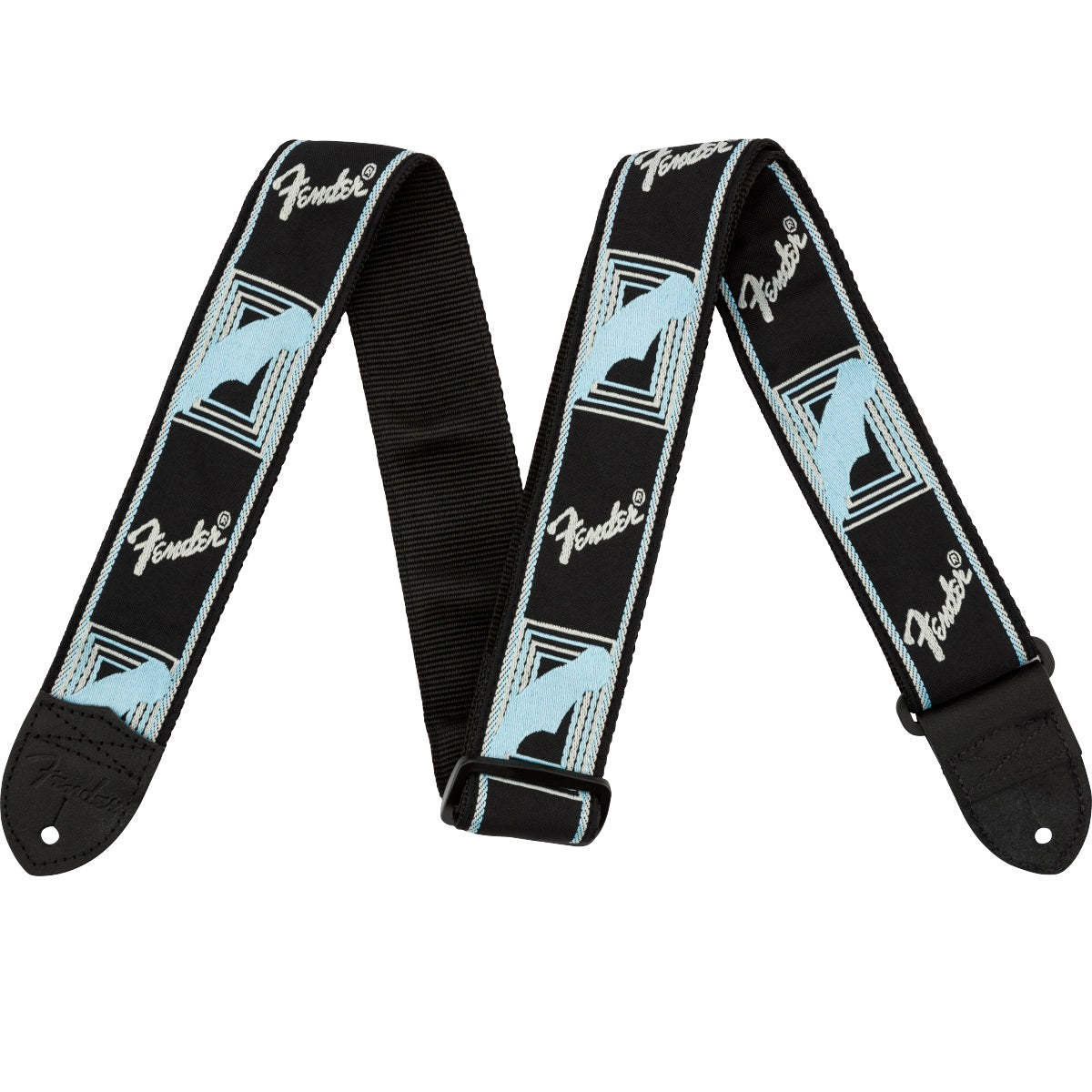 Fender Mono Strap Black/Grey/Blue - Straps available at Foulds Guitars Derby