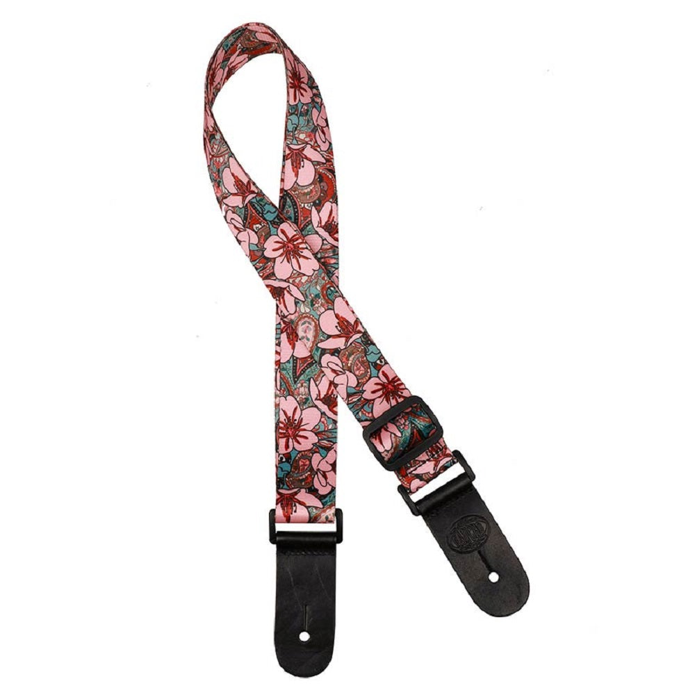 Gaucho Uke Strap Pink Flowers - Straps available at Foulds Guitars Derby