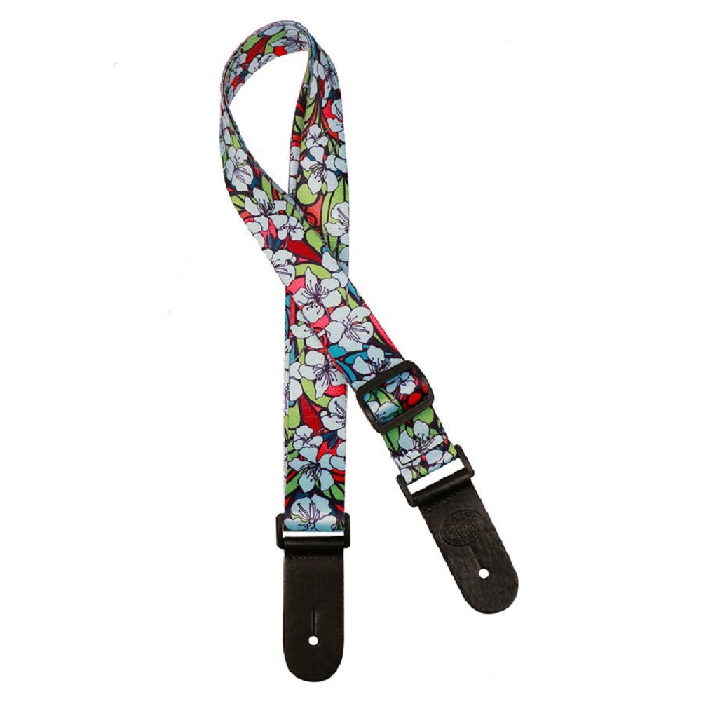 Gaucho Uke Strap Blue Flowers - Straps available at Foulds Guitars Derby
