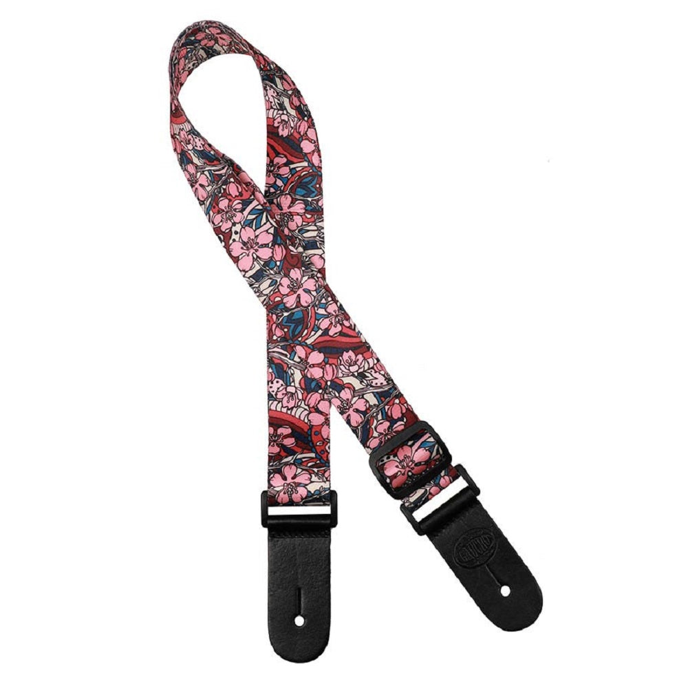 Gaucho Uke Strap Lila Flowers - Straps available at Foulds Guitars Derby