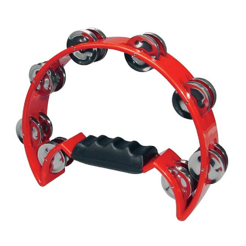 Hayman 1/2 Moon Tambourine Red - Percussion available at Foulds Guitars Derby