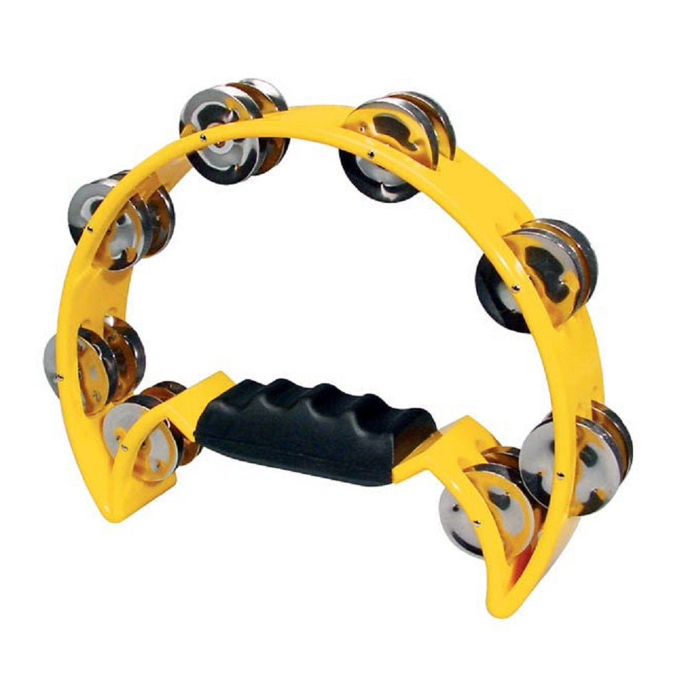 Hayman 1/2 Moon Tambourine Yellow - Percussion available at Foulds Guitars Derby