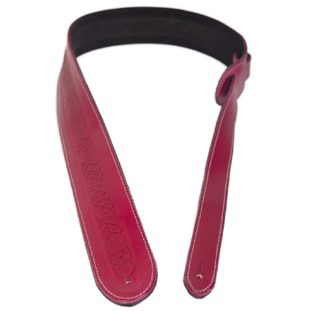 Leathergraft Celtic Embossed Red Strap - Straps available at Foulds Guitars Derby