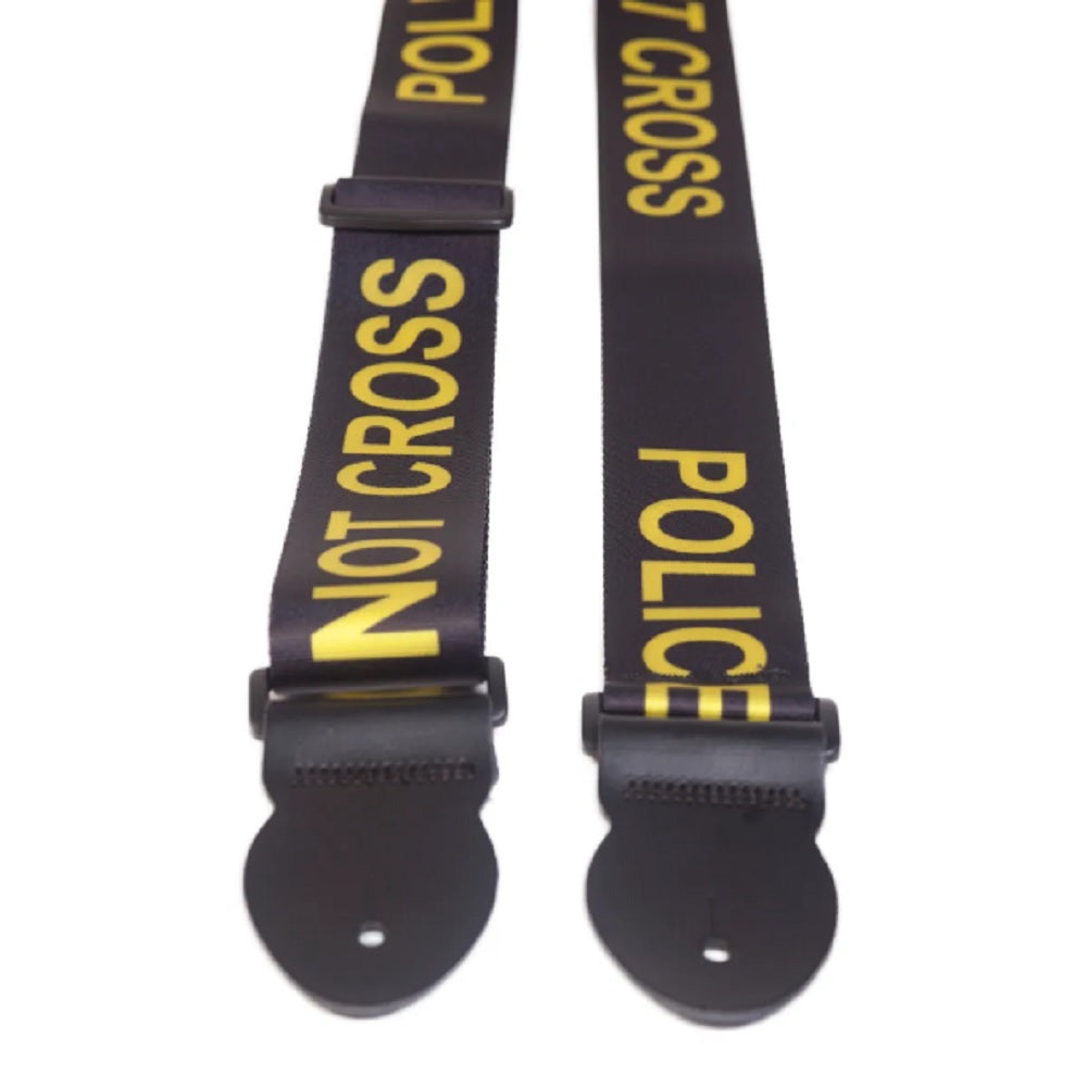 Leathergraft Police Line Black / Yellow - Straps available at Foulds Guitars Derby