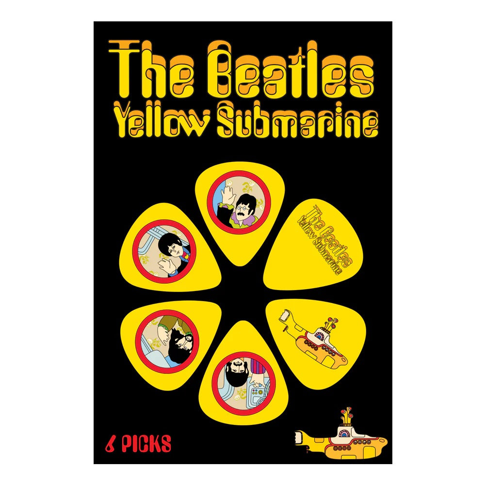 The Beatles Yellow Sub Y Picks 6 Pack - Picks available at Foulds Guitars Derby