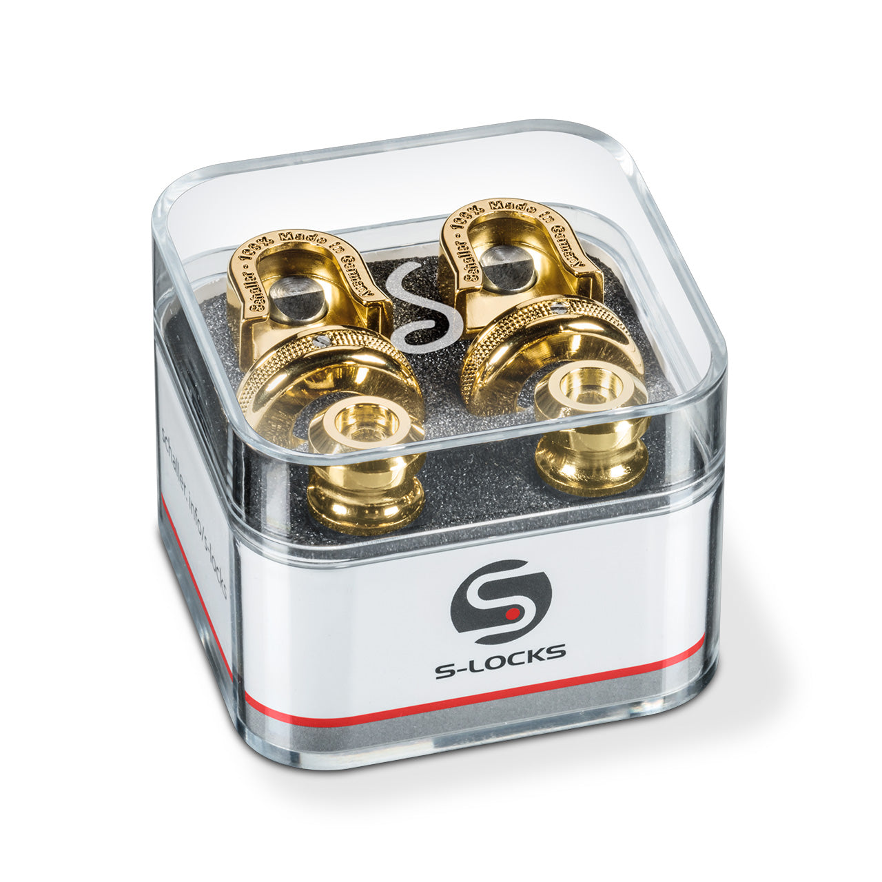 Schaller S-Locks Gold - Strap Locks available at Foulds Guitars Derby