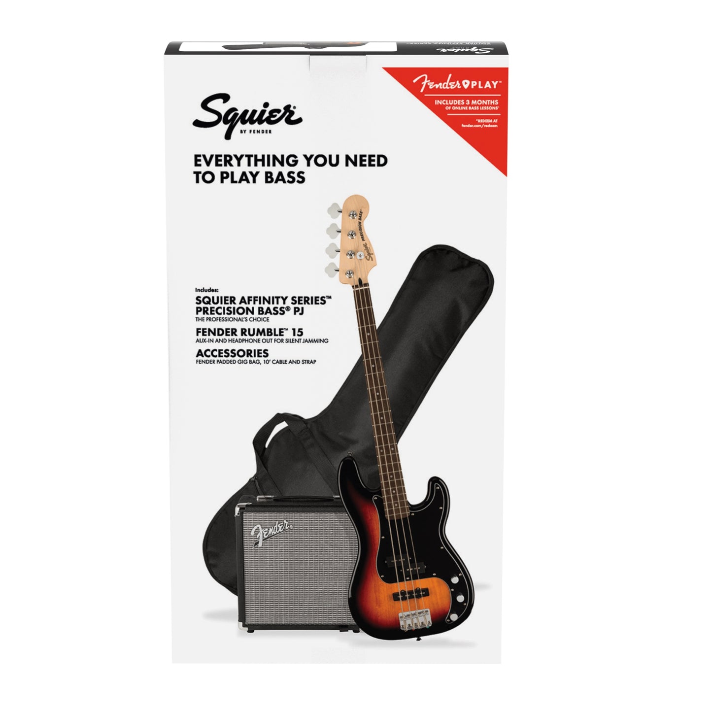 Squier PJ Bass Pack LRL 3TS - Bass Guitars available at Foulds Guitars Derby