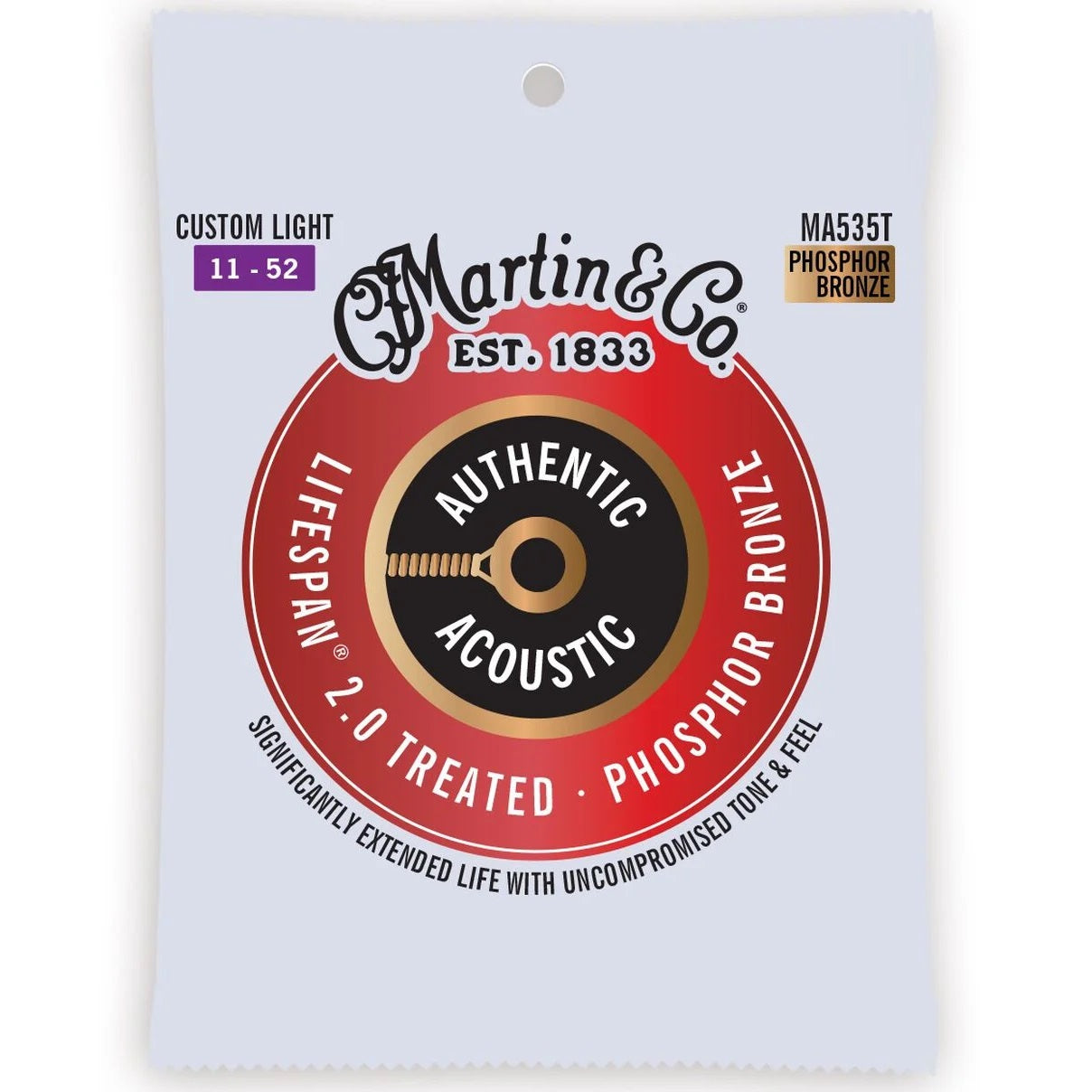 Martin Phosphor Bronze Lifespan MA535T 11-52 - Acoustic Guitar Strings available at Foulds Guitars Derby