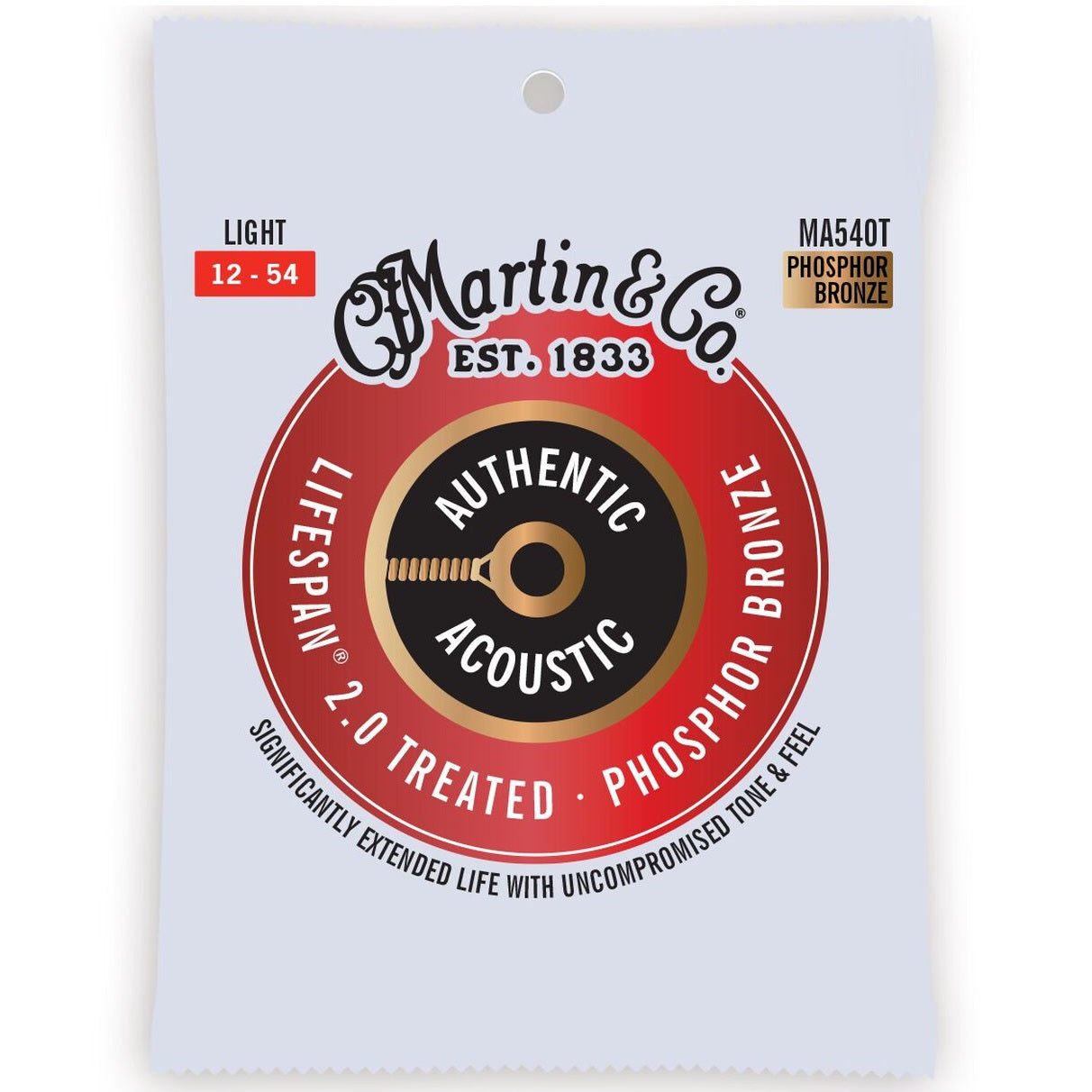 Martin Phosphor Bronze Lifespan MA540T 12-54 - Acoustic Guitar Strings available at Foulds Guitars Derby