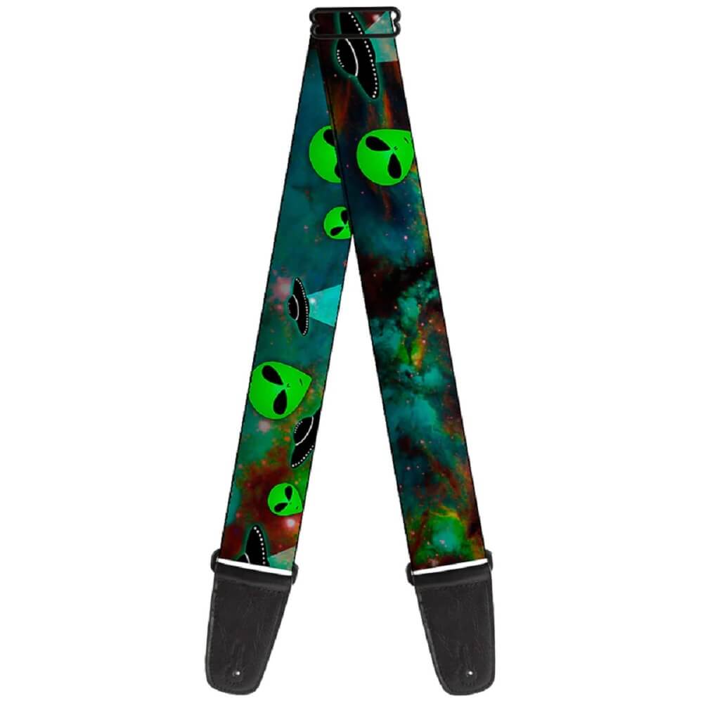 Buckle-Down Aliens & UFO Green Strap - Straps available at Foulds Guitars Derby