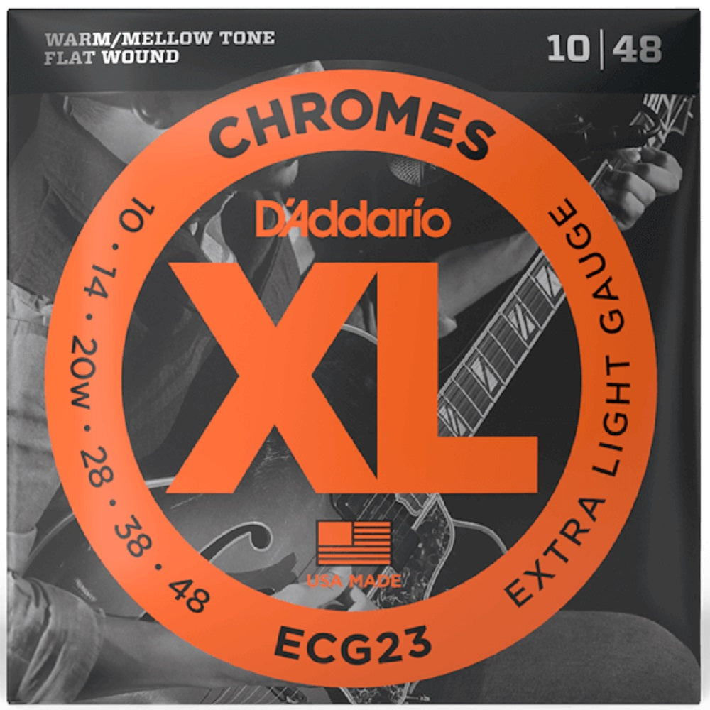 D'Addario ECG23 Chromes Flatwound 10-48 - Archtop Strings available at Foulds Guitars Derby