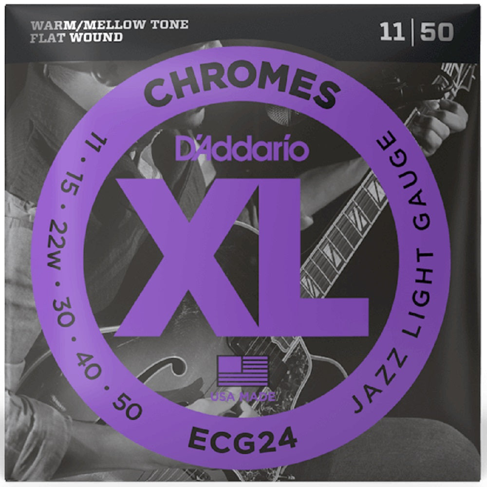 D'Addario ECG24 Chromes Flatwound 11-50 - Archtop Strings available at Foulds Guitars Derby