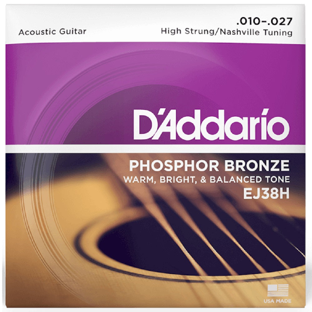 D'Addario EJ38H Phosphor Bronze Nashville Tuning 10-27 - Acoustic Guitar Strings available at Foulds Guitars Derby
