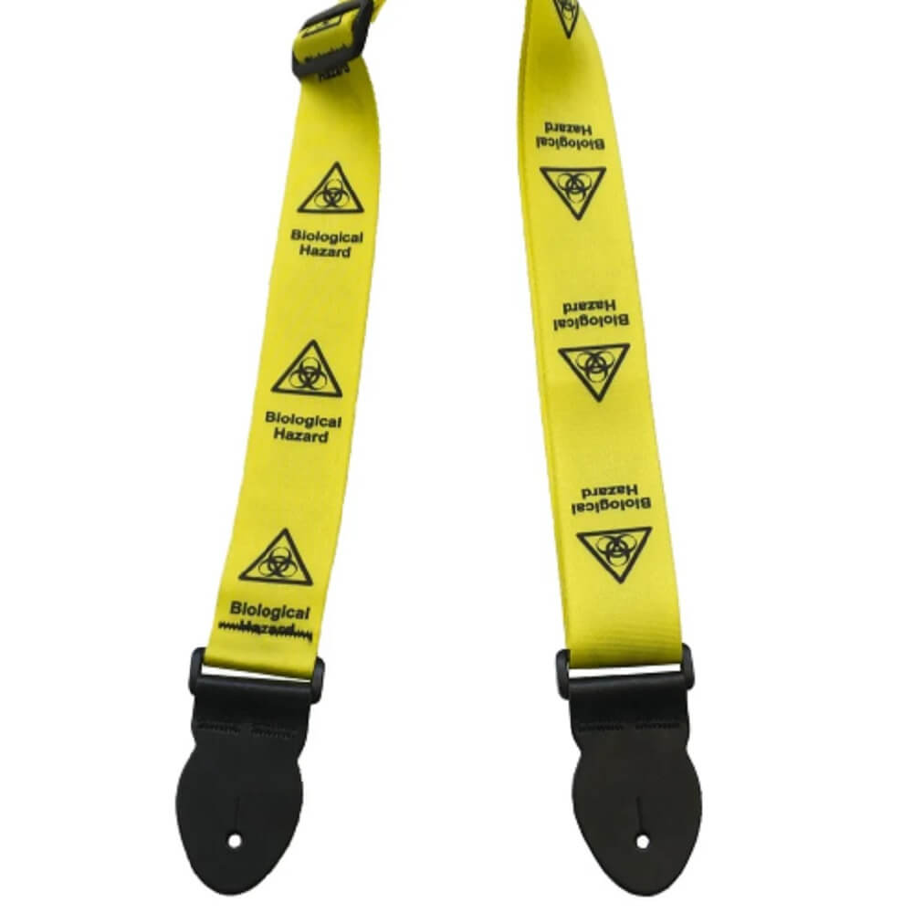 Leathergraft Biohazard Yellow & Black Strap - Straps available at Foulds Guitars Derby