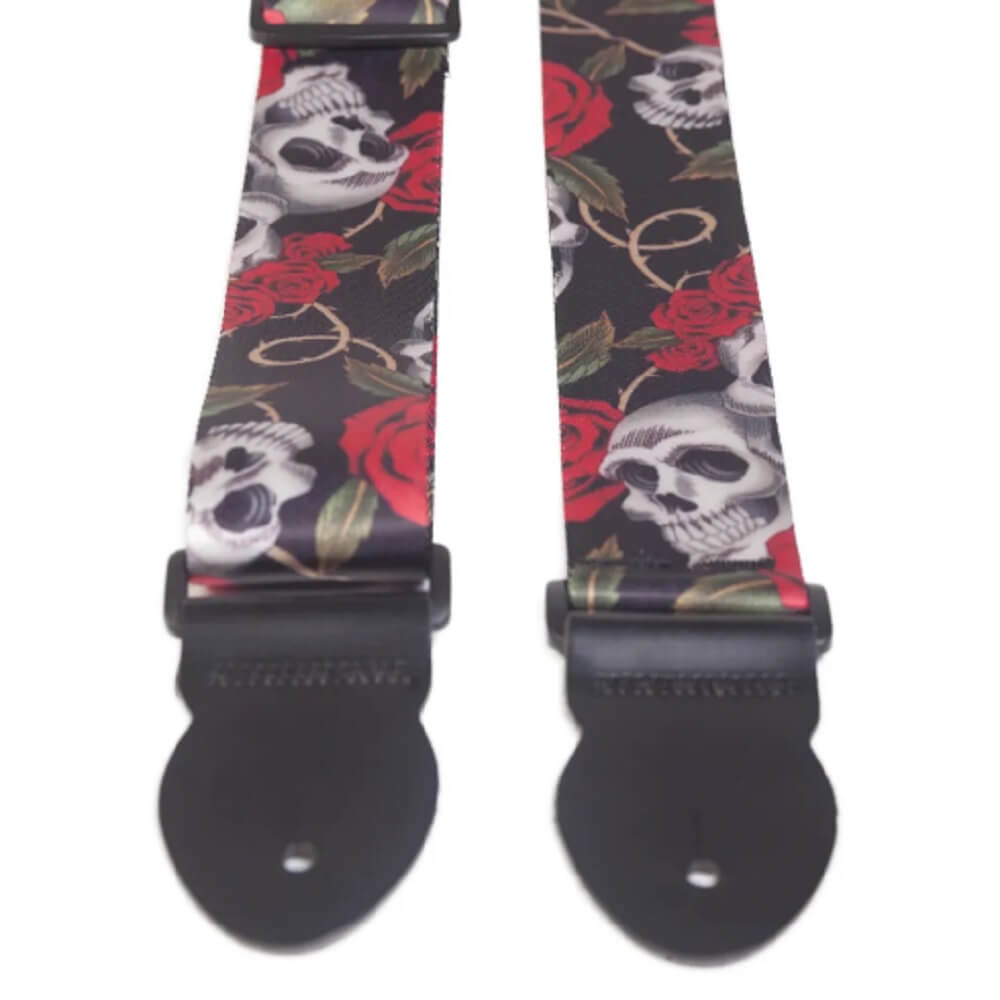 Leathergraft Skulls 'n' Roses Strap - Straps available at Foulds Guitars Derby
