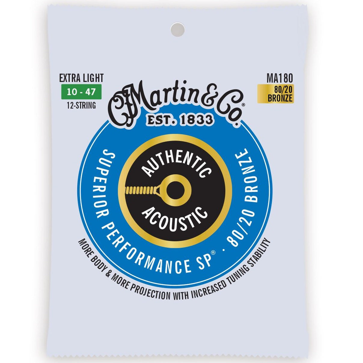 Martin 80/20 Bronze SP 12-string MA180 10-47 - Acoustic Guitar Strings available at Foulds Guitars Derby