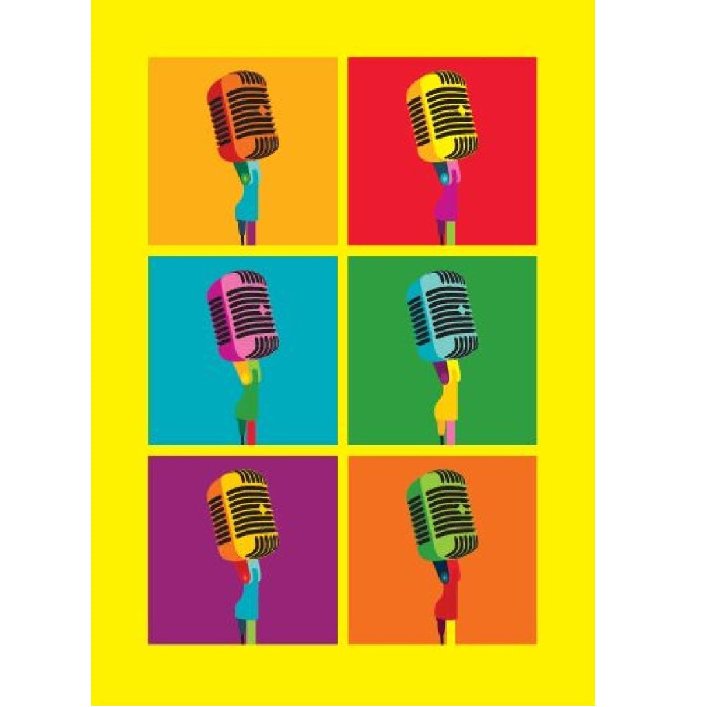 Pop Art Microphone Card - Greetings Cards available at Foulds Guitars Derby