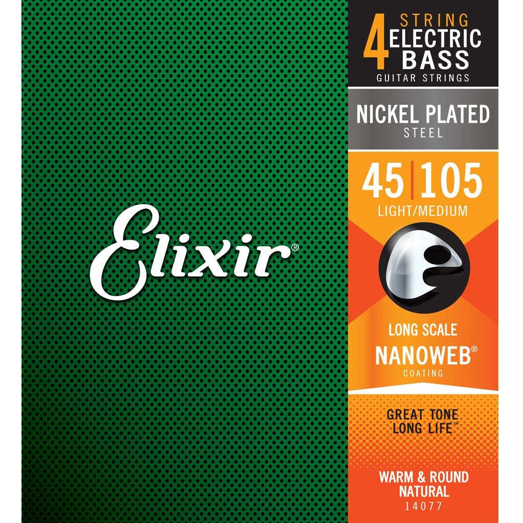 Elixir Bass Nanoweb 14077 45-105 - nan available at Foulds Guitars Derby