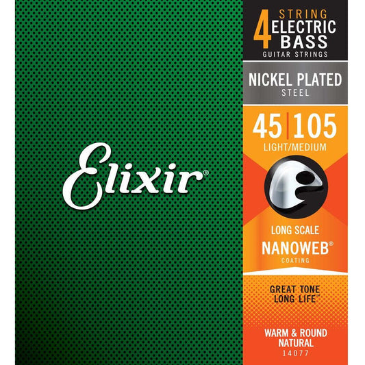 Elixir Bass Nanoweb 14077 45-105 - nan available at Foulds Guitars Derby