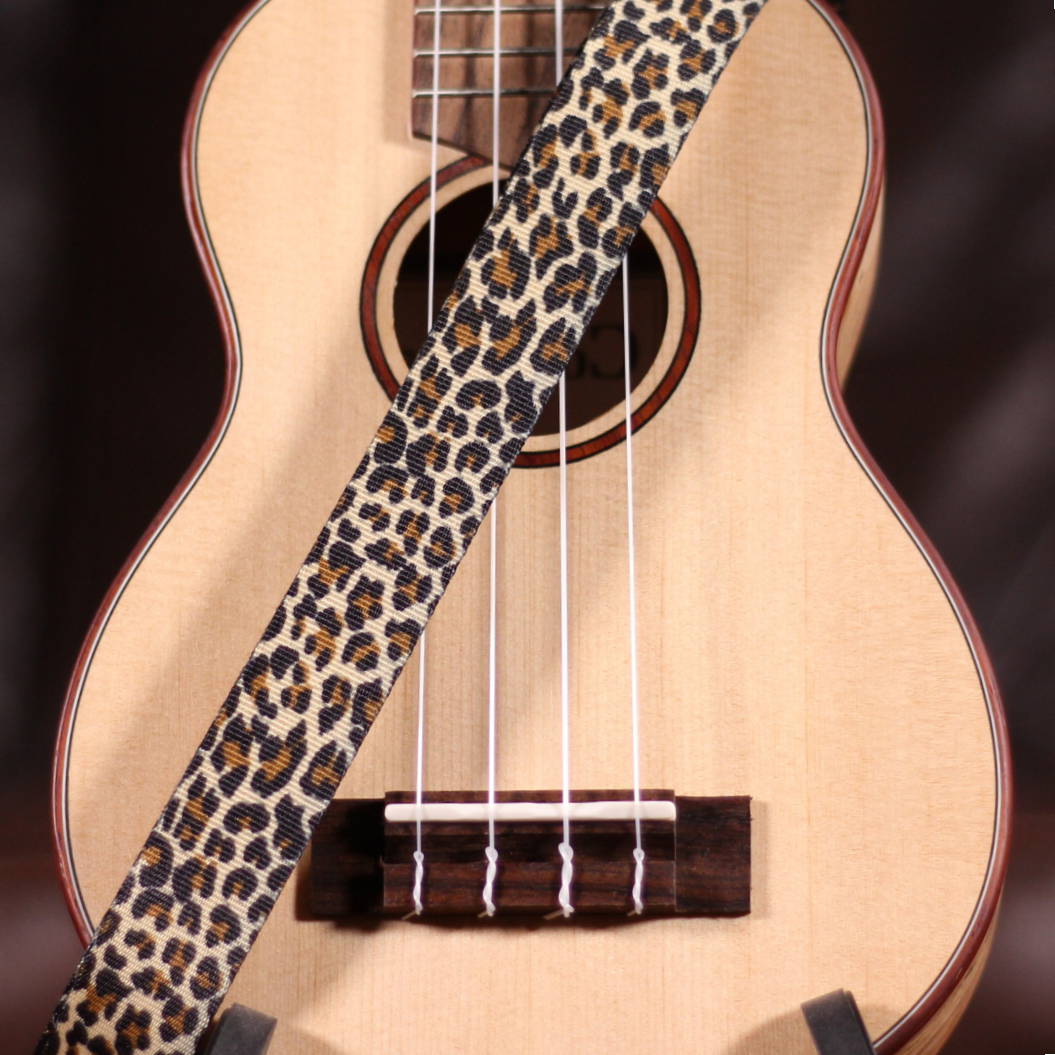 Leathergraft Uke Strap Leopard - nan available at Foulds Guitars Derby