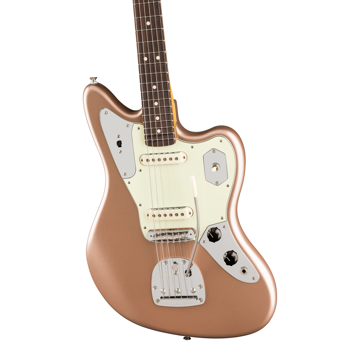 Fender Jaguar Electric guitar with a rosewood finish on a white background