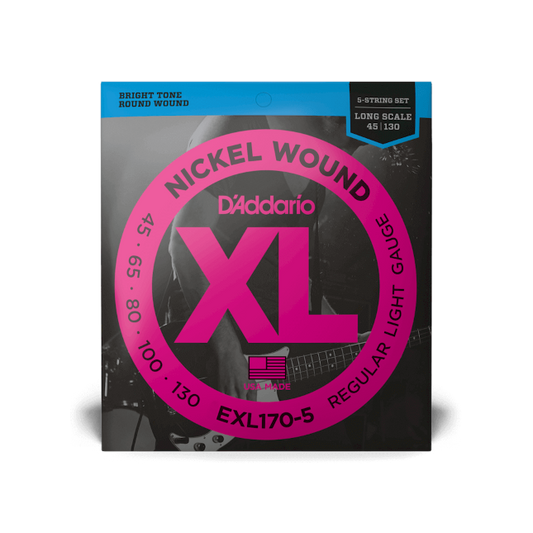 D'Addario EXL170-5 Bass Strings 45-130 - Bass Strings available at Foulds Guitars Derby
