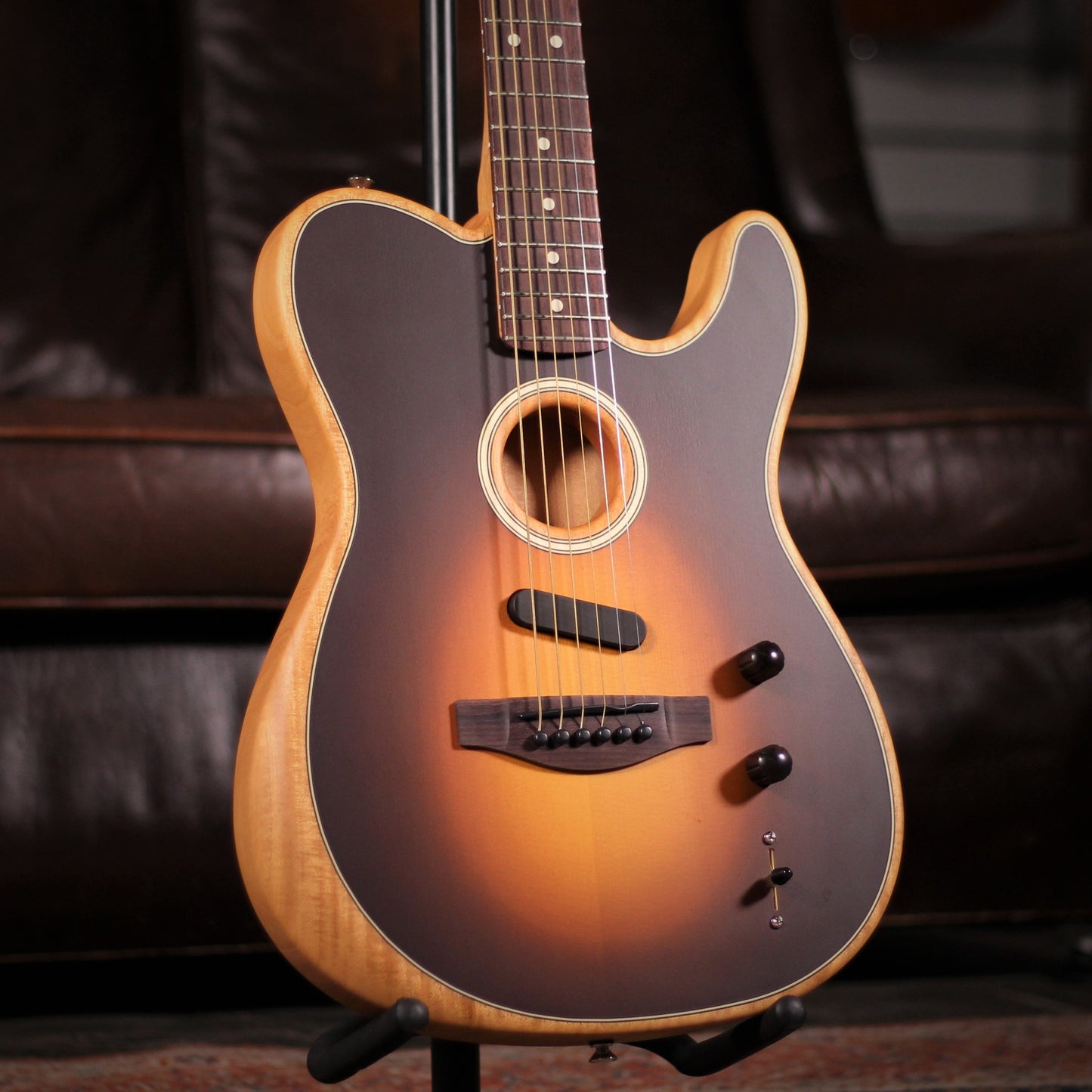 Fender Player Acoustasonic Tele Shadow Burst angled