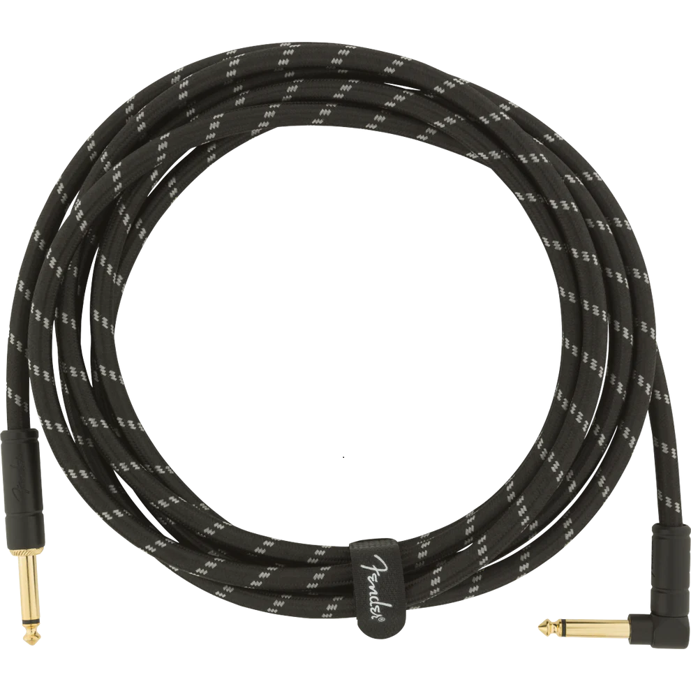 Fender 10' Deluxe Black Tweed Guitar Cable - Right Angled