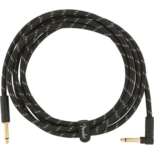 Fender 10' Deluxe Black Tweed Guitar Cable - Right Angled
