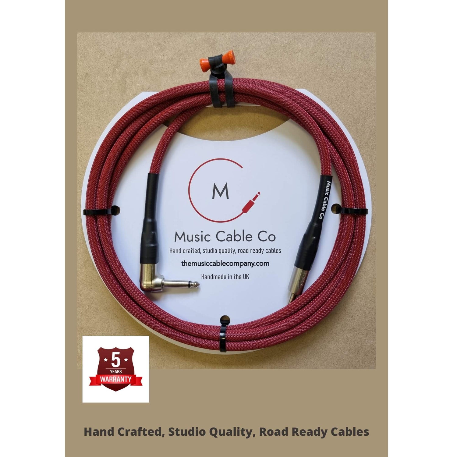 MCC CoreB Cable St-RA 6m Red - Right Angled available at Foulds Guitars Derby