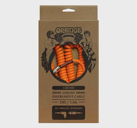 Orange 25ft Coiled Instrument Cable RA-Straight