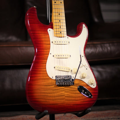 USED - Fender Foto Flame Strat stratocaster angled